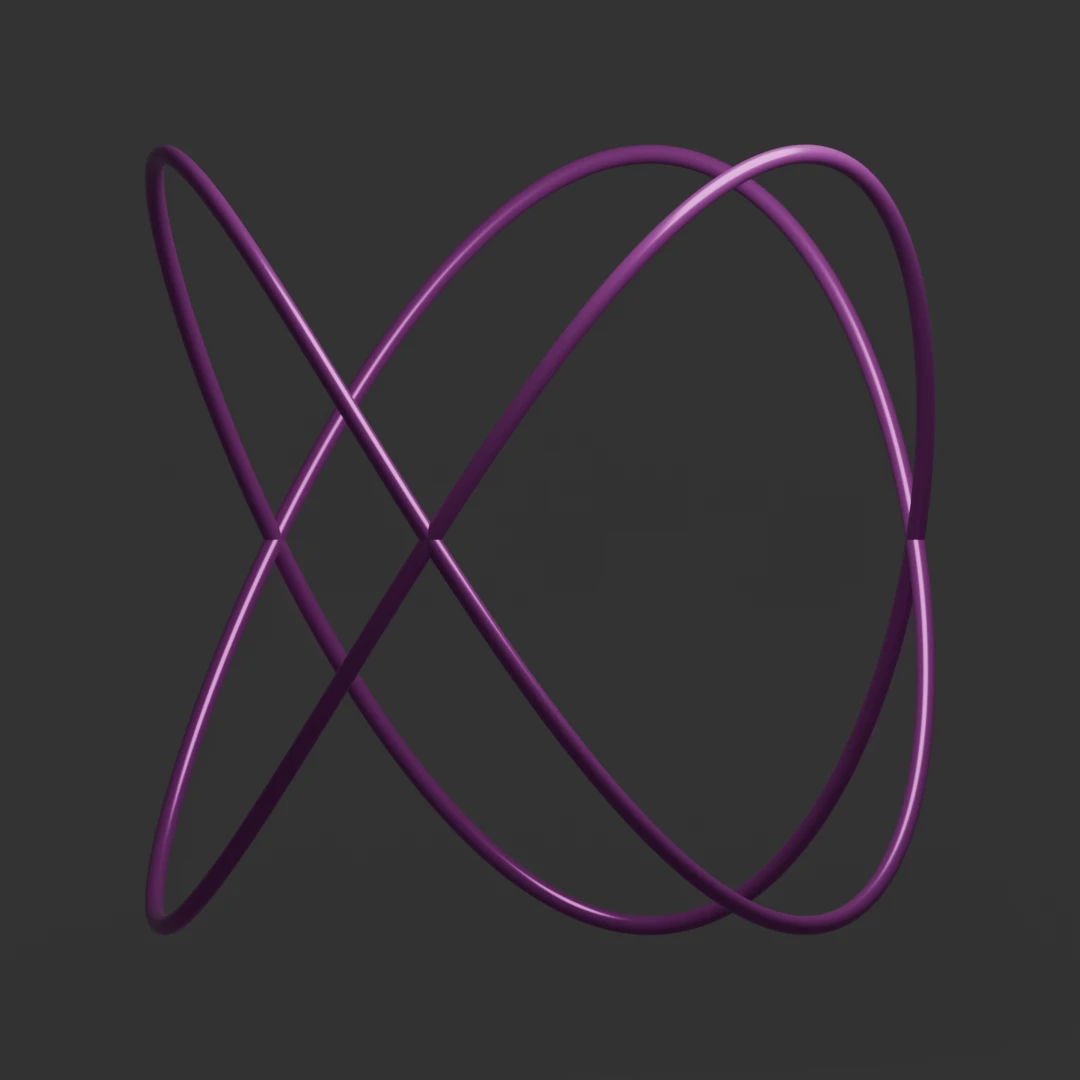 A pink lissajous curve on a grey background.
